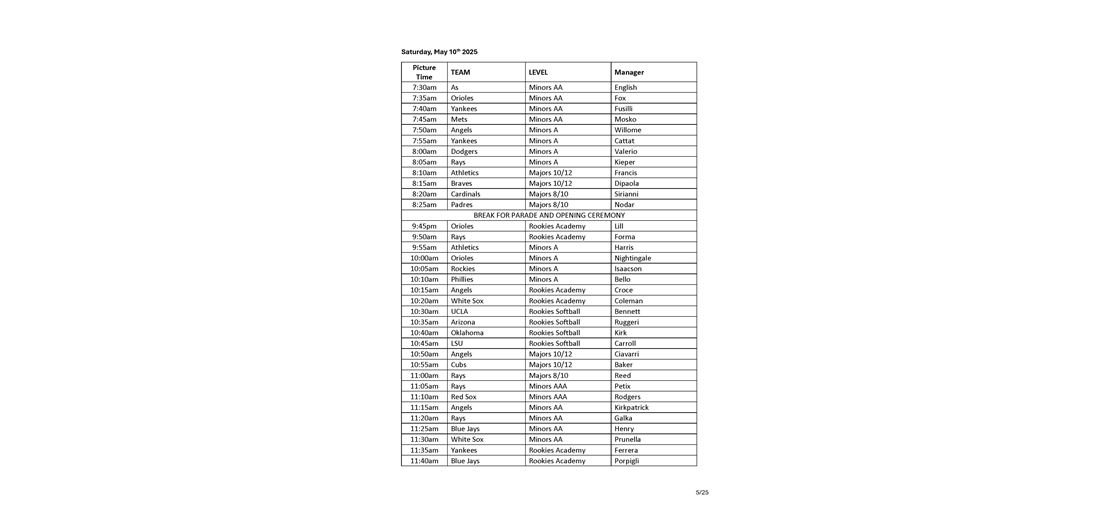 Picture Schedule