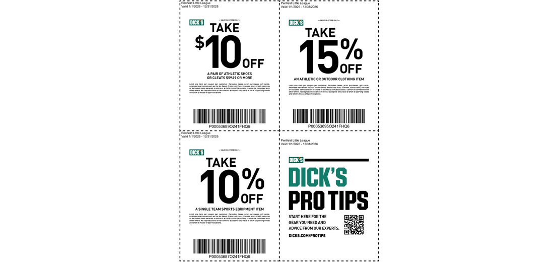 2026 Dick's Penfield Little League Coupons